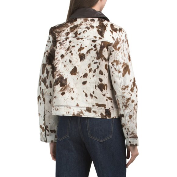 AVEC LES FILLES Brown Cow Hair On Hide Jacket - Picture 2 of 2